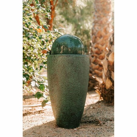 XBRAND 25.6 in. Tall Green Modern Stone Textured Round Sphere Water Fountain GE2612FTGN